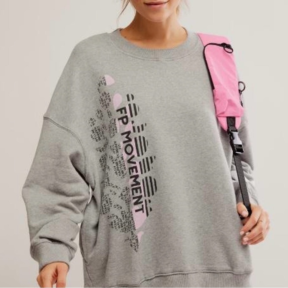 Free People Movement All Star Logo Pullover In Gray Size Small NWOT MSRP $98